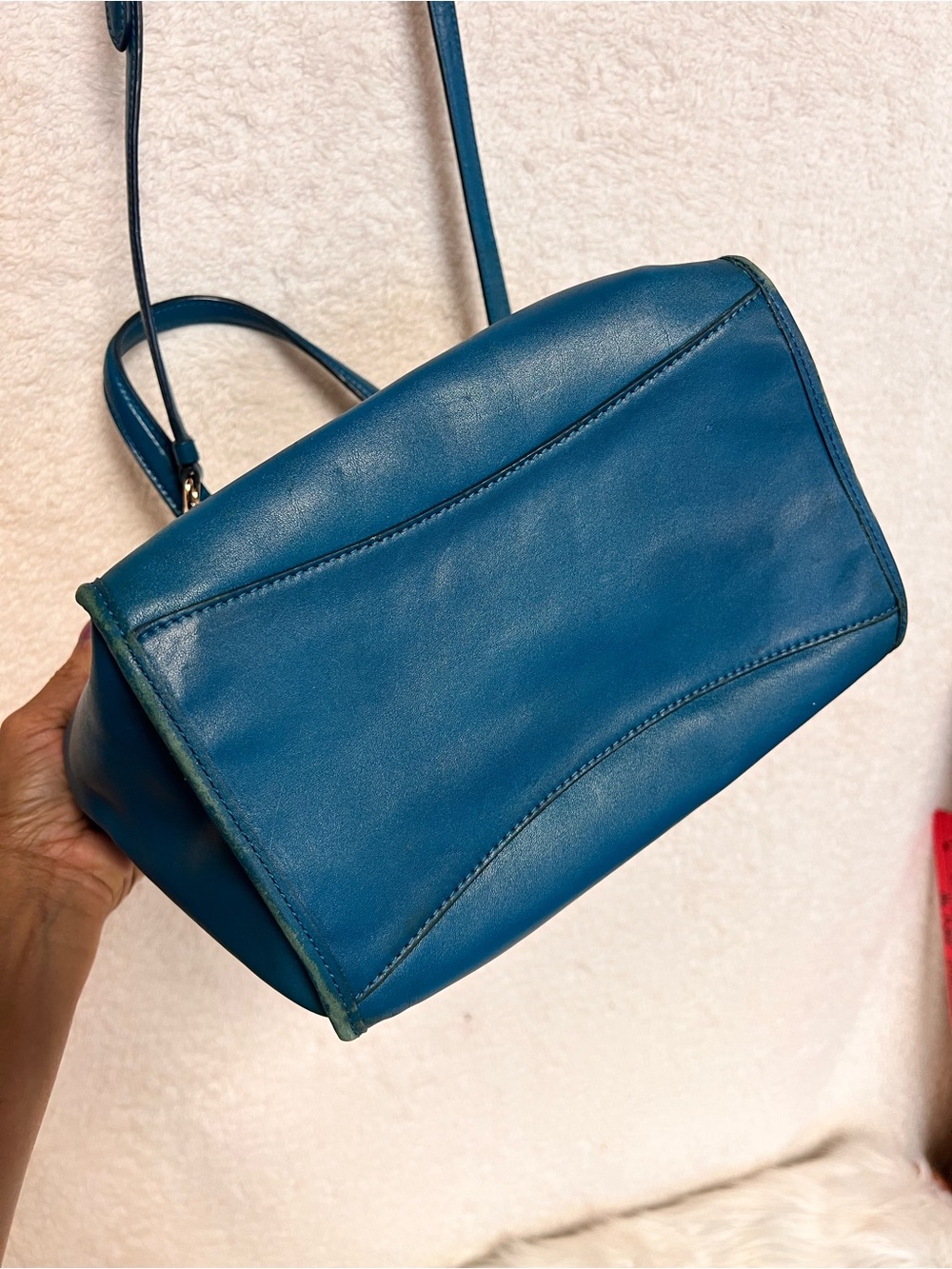 Coach Blue Leather Tote with Removable Crossbody Strap - Picture 5 of 11